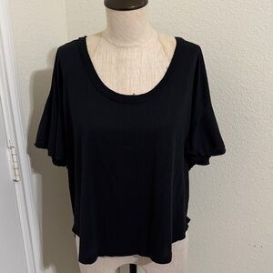 We The Free Black Scoop Neck Short Sleeve Top